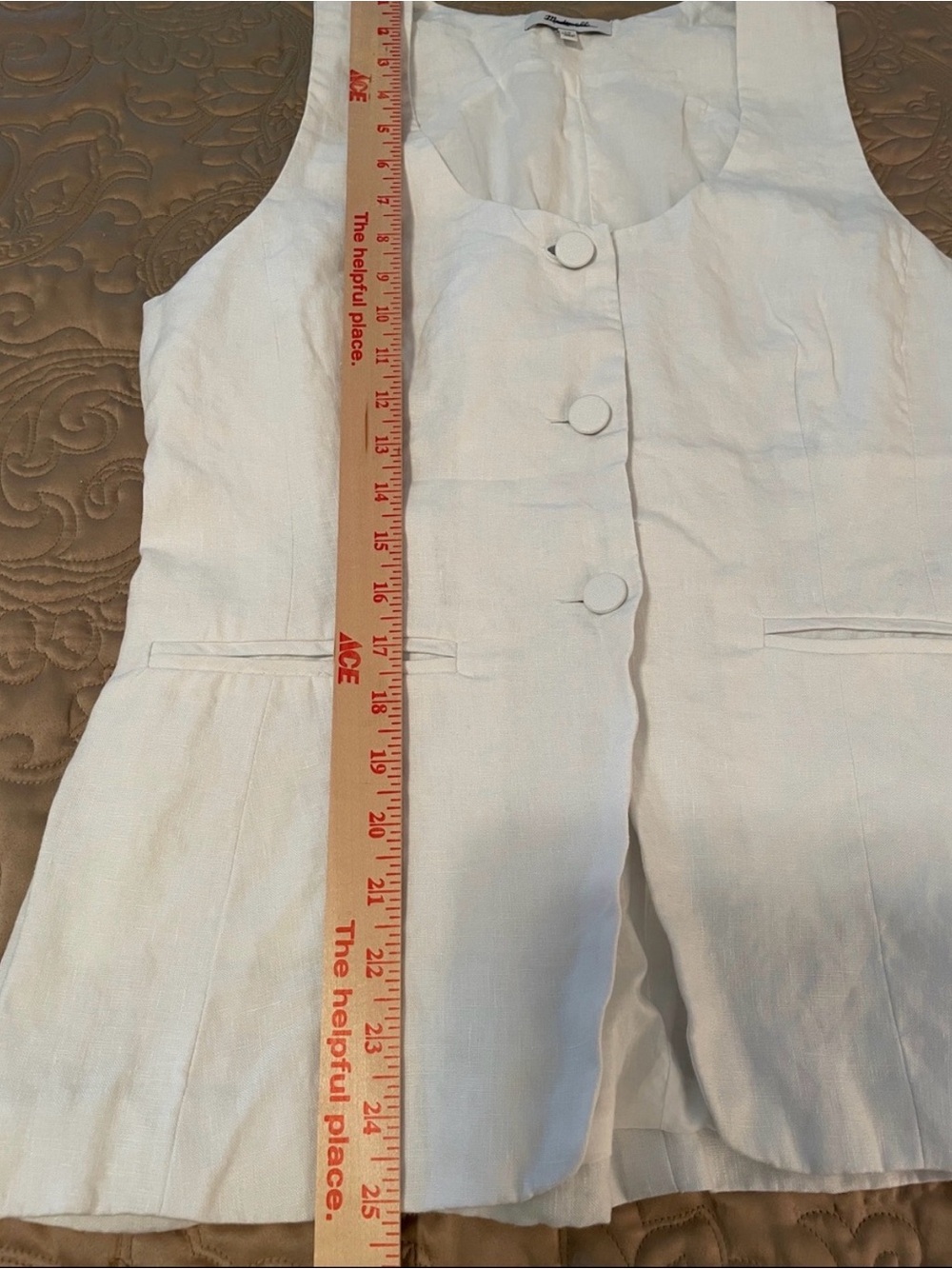 Madewell 100% Linen Scoopneck Cutaway Vest in Salt Color EUC Size 10 Wh - Picture 16 of 16